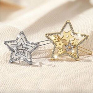 Dior Star Crystal Hair Clips - Gold & Silver